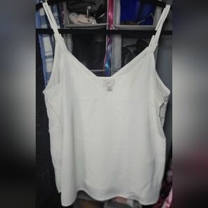 A New Day ● White Camisole V-Neck ●  Adjustable Spaghetti Straps ● BNWOT